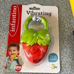 Infantino Vibrating Strawberry Teether - Red and Green